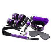 Fixxx - BDSM Set Voor Beginners - 8 delen - Gevoerd met Bont - Zwart/Paars-Laced-up.nl