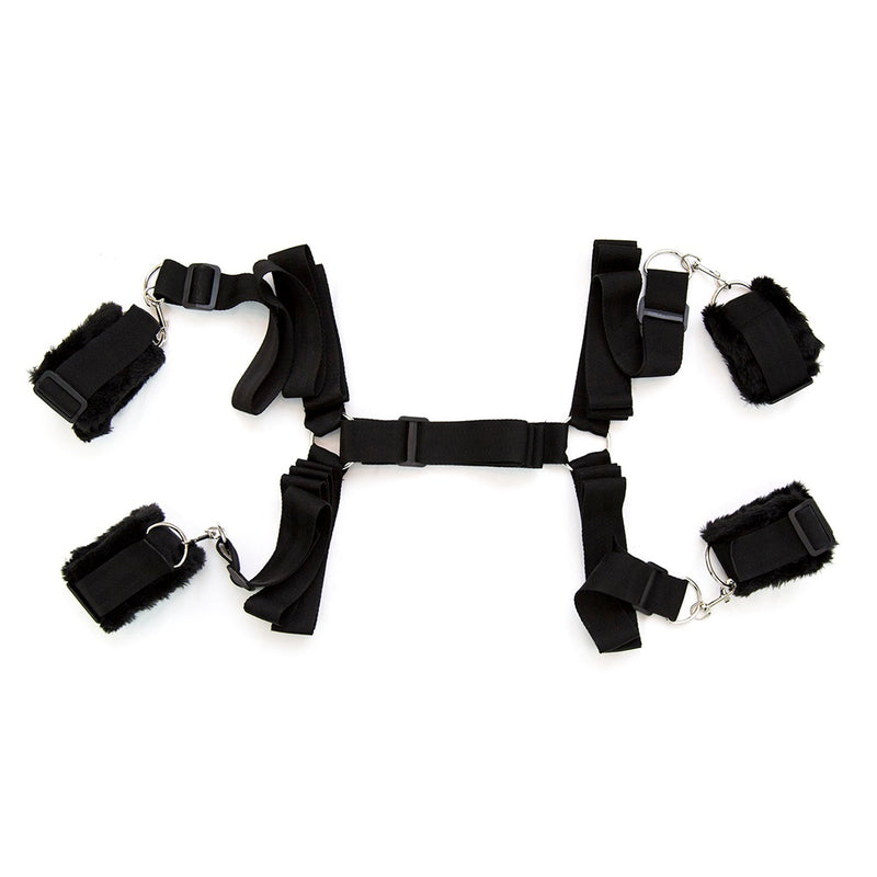 Fixxx - Bed Boeien en Hogtie Bondageriemen Set - Zwart-Laced-up.nl