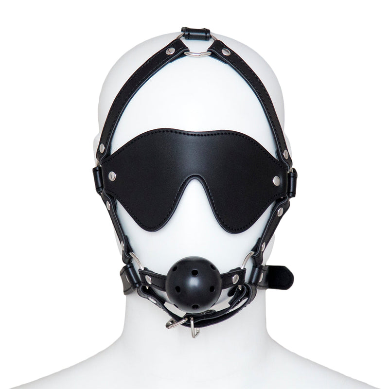 Fixxx - Blinddoek met Ball Gag - Verstelbaar - PU-Leer - Zwart-Laced-up.nl
