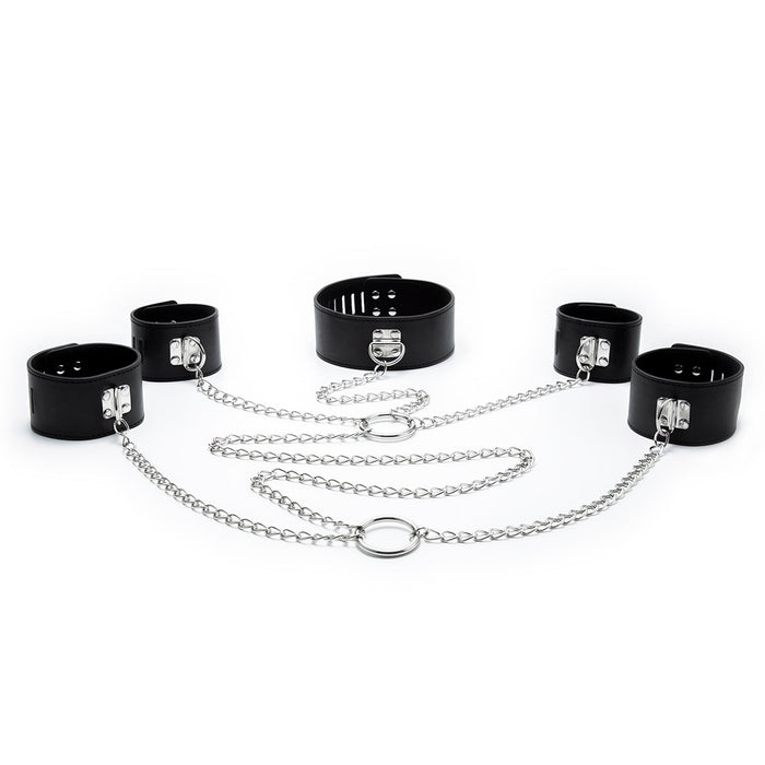 Fixxx - Boeienset met Collar en Kettingen - PU-Leer - Zwart-Laced-up.nl