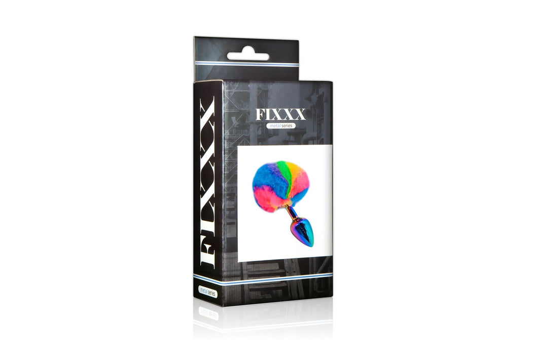 Fixxx - Bunny Tail Buttplug - Lengte 71 mm - Diameter 78 mm - Rainbow-Laced-up.nl