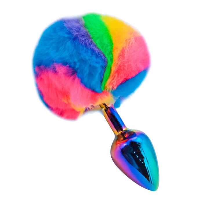 Fixxx - Bunny Tail Buttplug - Lengte 71 mm - Diameter 78 mm - Rainbow-Laced-up.nl