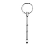 Fixxx - Catheter Penis Plug met 3 Kralen en Ring - RVS - Zilver-Laced-up.nl