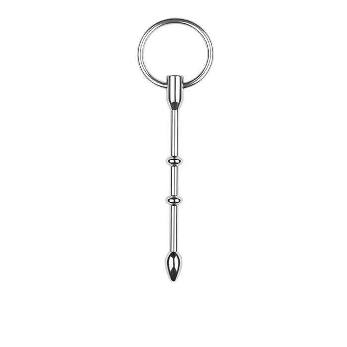 Fixxx - Catheter Penis Plug met 3 Kralen en Ring - RVS - Zilver-Laced-up.nl