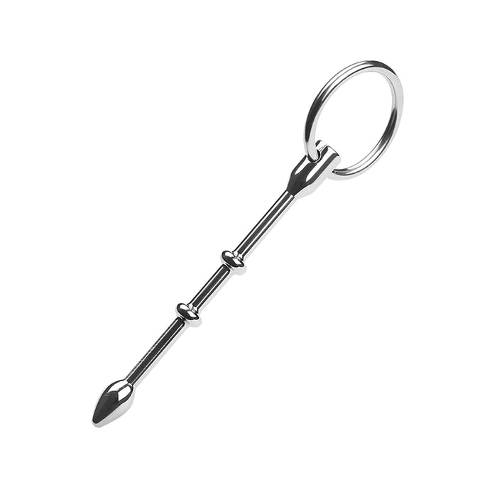 Fixxx - Catheter Penis Plug met 3 Kralen en Ring - RVS - Zilver-Laced-up.nl