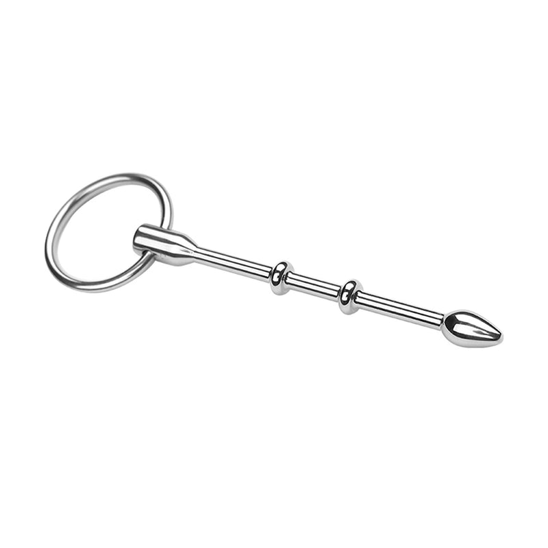 Fixxx - Catheter Penis Plug met 3 Kralen en Ring - RVS - Zilver-Laced-up.nl