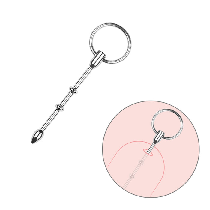 Fixxx - Catheter Penis Plug met 3 Kralen en Ring - RVS - Zilver-Laced-up.nl