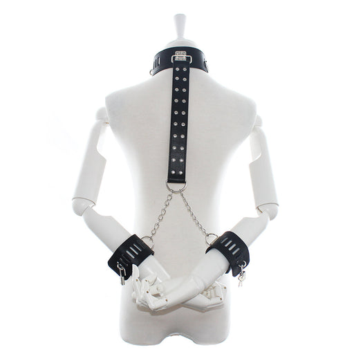 Fixxx - Collar met Bondageriem en Handboeien - Zwart - PU Leer - Verstelbaar-Erotiekvoordeel.nl