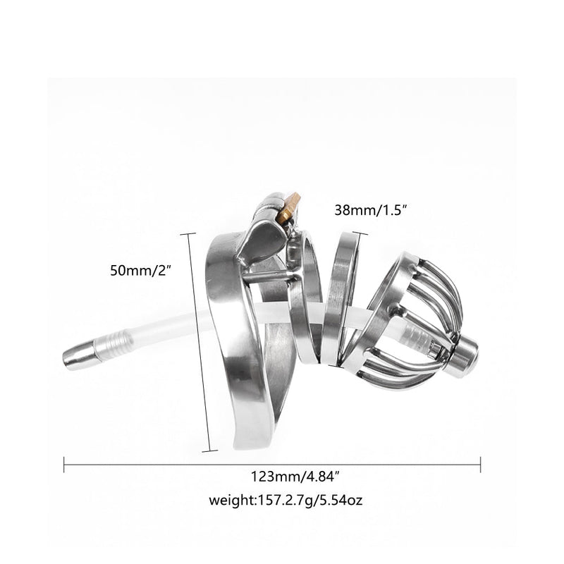 Fixxx - Ethan - Kuisheidskooi met Holle Penisplug - Zilver - Twee Diameters-Laced-up.nl