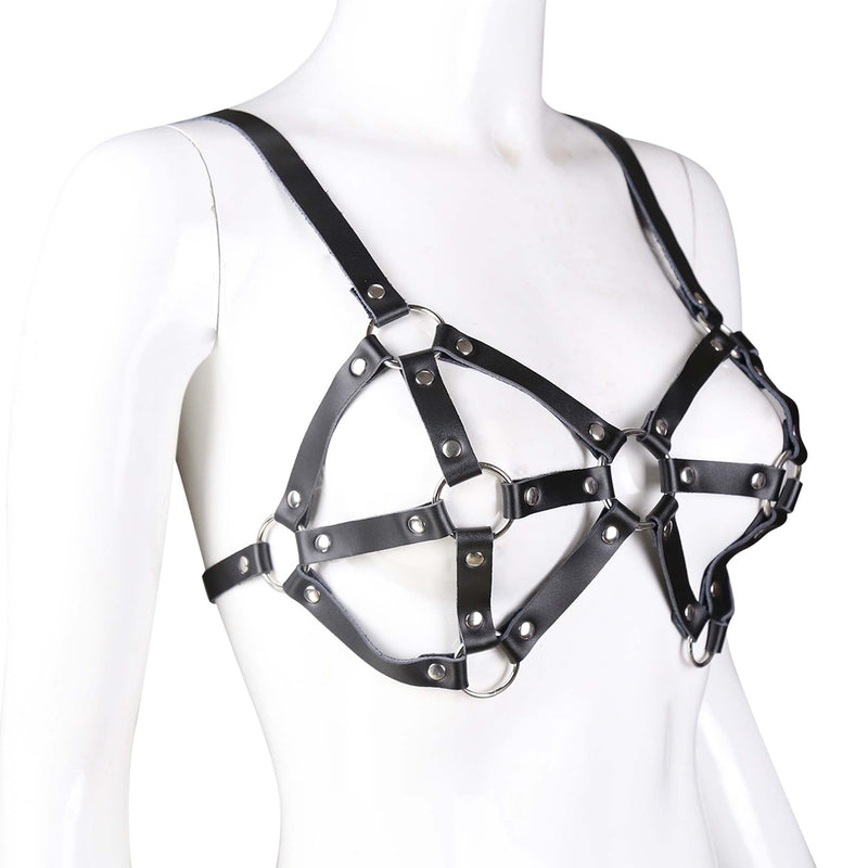 Fixxx - Fetish BH-Harnasje - PU-Leer - One Size - Zwart-Laced-up.nl