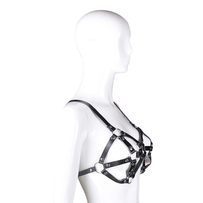 Fixxx - Fetish BH-Harnasje - PU-Leer - One Size - Zwart-Laced-up.nl