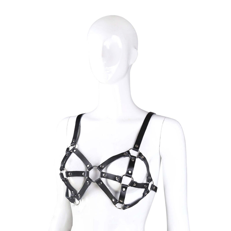 Fixxx - Fetish BH-Harnasje - PU-Leer - One Size - Zwart-Laced-up.nl