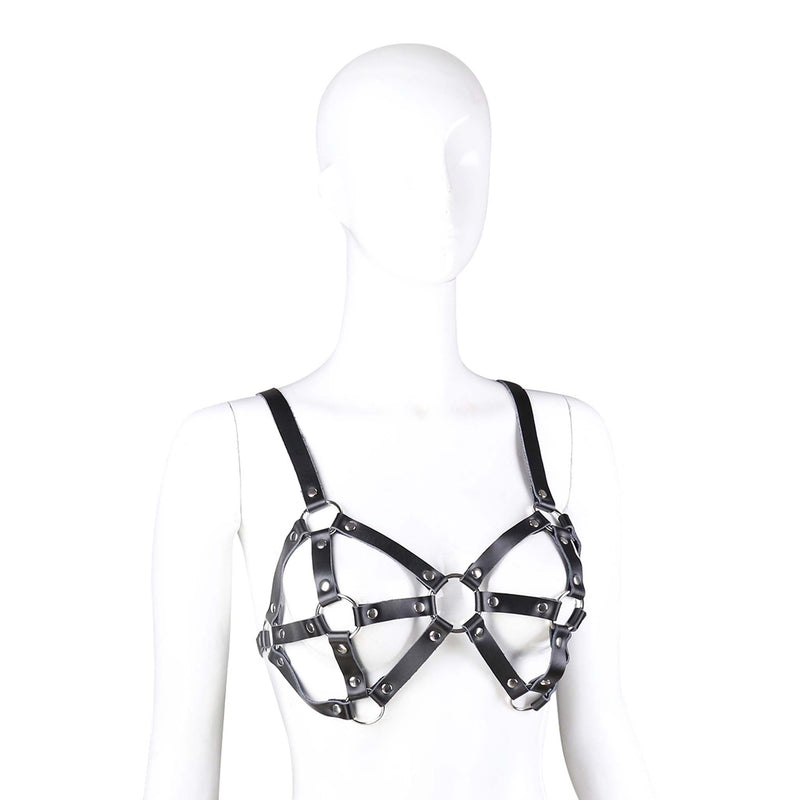 Fixxx - Fetish BH-Harnasje - PU-Leer - One Size - Zwart-Laced-up.nl