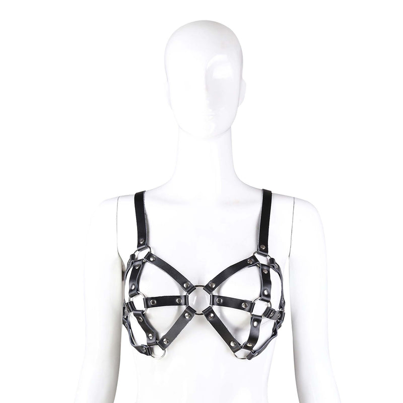 Fixxx - Fetish BH-Harnasje - PU-Leer - One Size - Zwart-Laced-up.nl