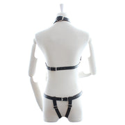Fixxx - Fetish BH en Slipje met Open Kruis - Nr. 2 - PU-Leer - One Size - Zwart-Laced-up.nl