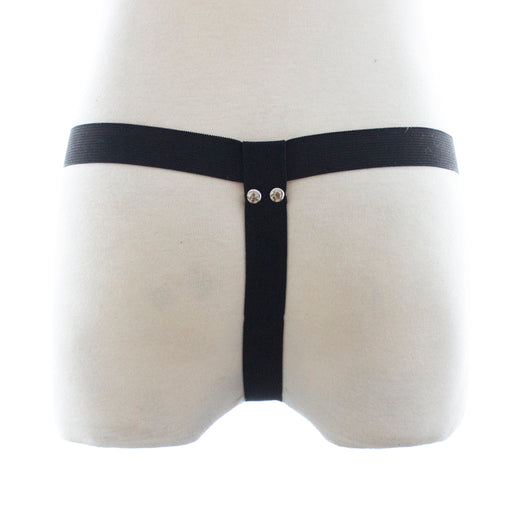 Fixxx - Fetish Strapon Harnasje - PU Leer - Tailleband Elastiek - Verwisselbare Ring - One Size - Zwart-Laced-up.nl