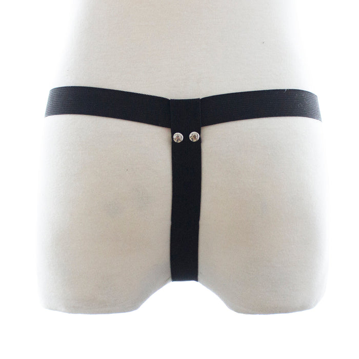 Fixxx - Fetish Strapon Harnasje - PU Leer - Tailleband Elastiek - Verwisselbare Ring - One Size - Zwart-Laced-up.nl