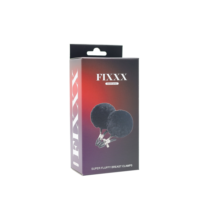 Fixxx - Fluffy Pompom Nipple Clamps - Black - Laced-up.nl