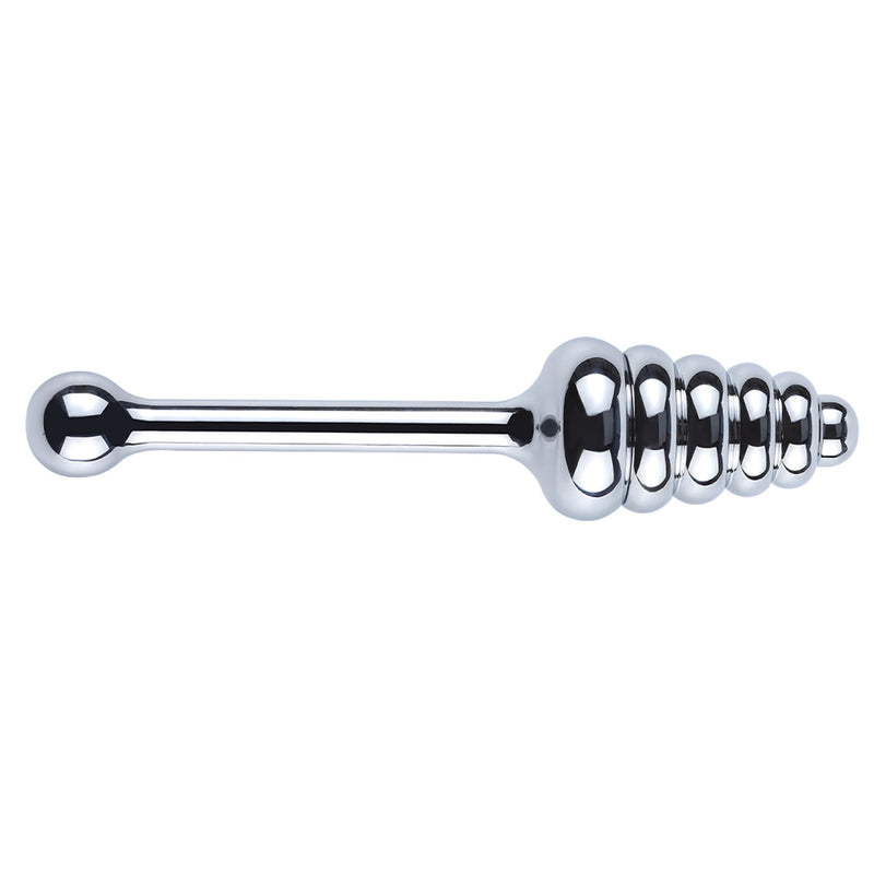 Fixxx - Geribbelde Aluminium Buttplug Poker met Handvat - Zilver-Laced-up.nl