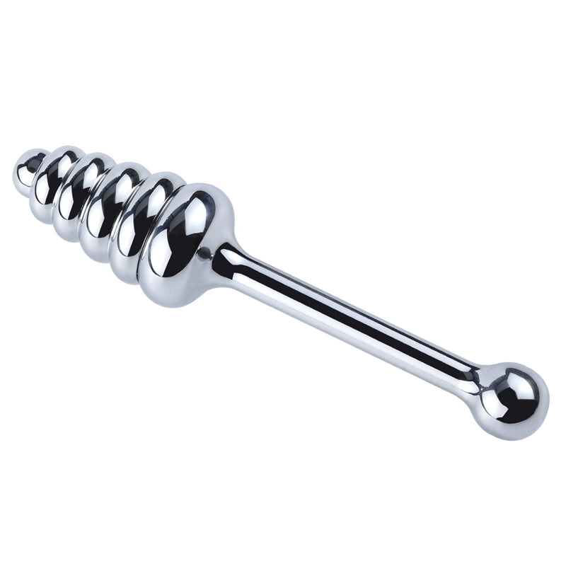 Fixxx - Geribbelde Aluminium Buttplug Poker met Handvat - Zilver-Laced-up.nl