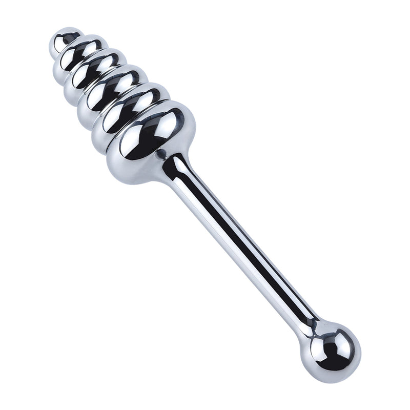 Fixxx - Geribbelde Aluminium Buttplug Poker met Handvat - Zilver-Laced-up.nl