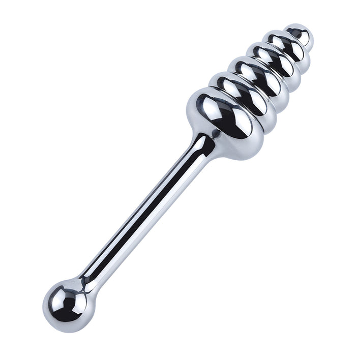 Fixxx - Geribbelde Aluminium Buttplug Poker met Handvat - Zilver-Laced-up.nl