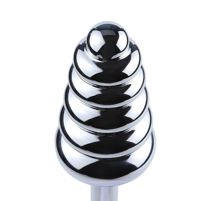 Fixxx - Geribbelde Aluminium Buttplug Poker met Handvat - Zilver-Laced-up.nl
