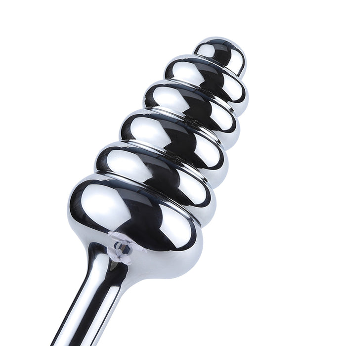 Fixxx - Geribbelde Aluminium Buttplug Poker met Handvat - Zilver-Laced-up.nl