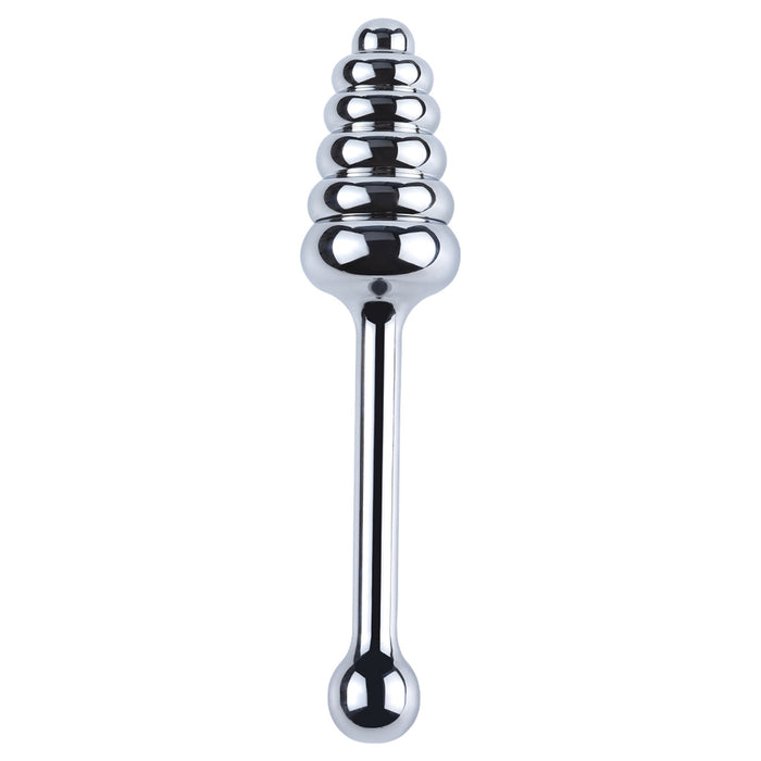 Fixxx - Geribbelde Aluminium Buttplug Poker met Handvat - Zilver-Laced-up.nl