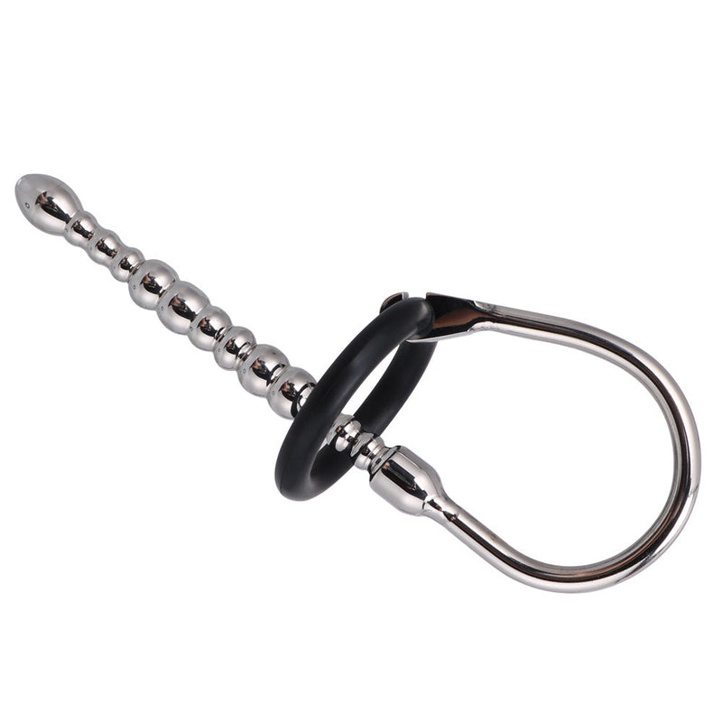 Fixxx - Geribbelde Penis Plug - Diameter 8 mm - Met Rekbare Eikelring - Zilver-Laced-up.nl