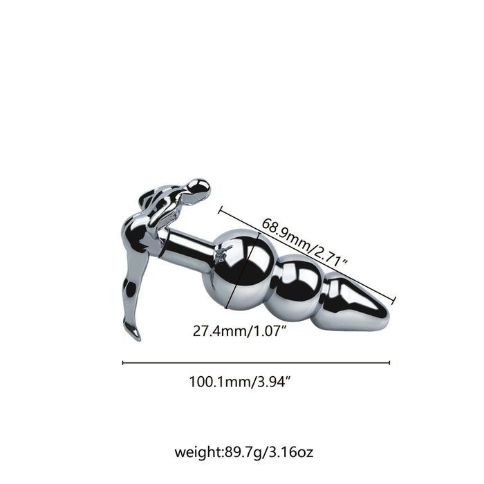 Fixxx - Geribbelde RVS Buttplug met Handvat in de vorm van een Mensenfiguur-Laced-up.nl