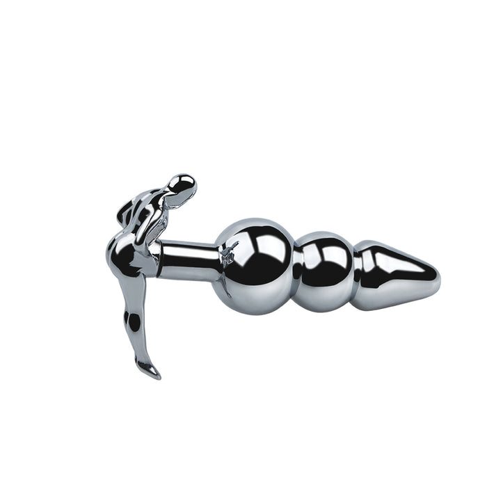 Fixxx - Geribbelde RVS Buttplug met Handvat in de vorm van een Mensenfiguur-Laced-up.nl