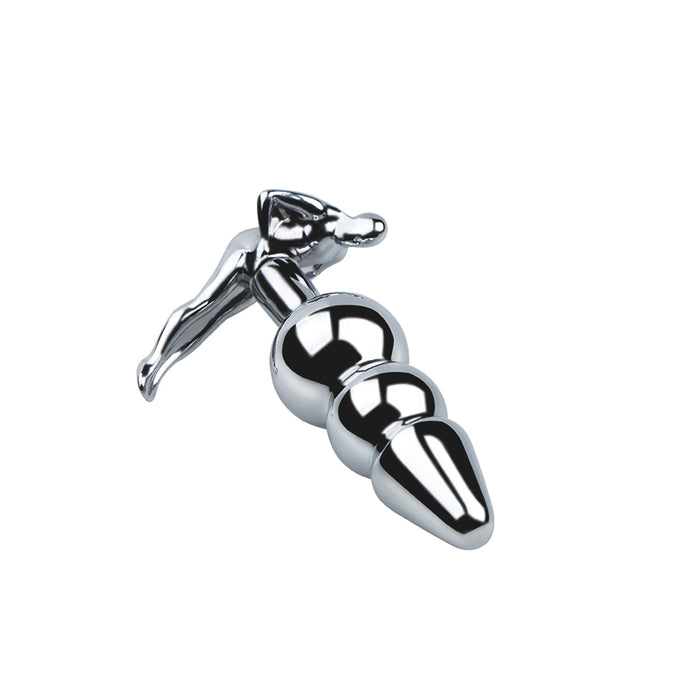 Fixxx - Geribbelde RVS Buttplug met Handvat in de vorm van een Mensenfiguur-Laced-up.nl