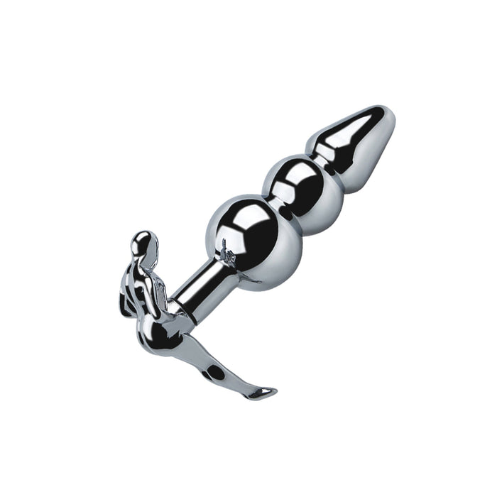 Fixxx - Geribbelde RVS Buttplug met Handvat in de vorm van een Mensenfiguur-Laced-up.nl