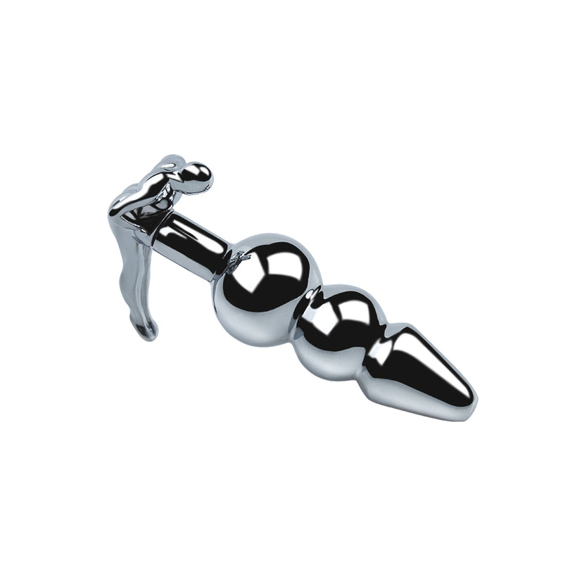 Fixxx - Geribbelde RVS Buttplug met Handvat in de vorm van een Mensenfiguur-Laced-up.nl