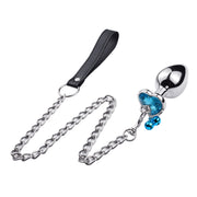 Fixxx - Hartvormige Aluminium Buttplug met Belletjes en Leiband - Maat S - Blauw-Laced-up.nl