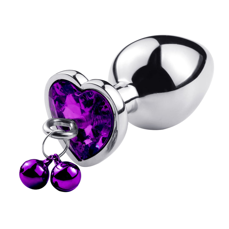 Fixxx - Hartvormige Aluminium Buttplug met Belletjes en Leiband - Paars-Laced-up.nl