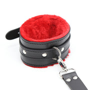 Fixxx - Hogtie Bondageset met Pluche Gevoerde Boeien - Zwart/Rood-Erotiekvoordeel.nl