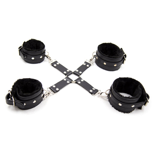 Fixxx - Hogtie Bondageset met Pluche Gevoerde Boeien - Zwart-Erotiekvoordeel.nl