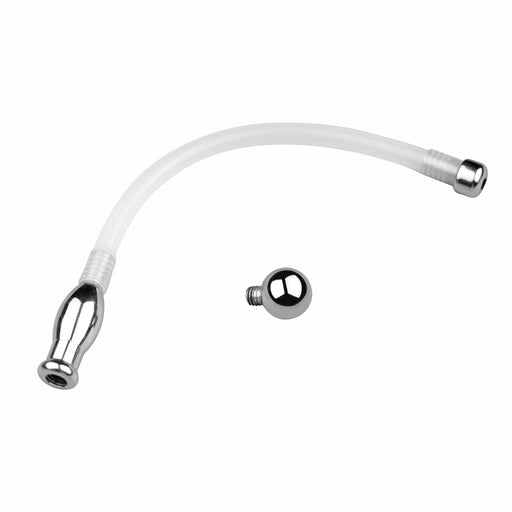 Fixxx - Holle Flexibele Penis Plug met Dopje - Lengte 175 mm - Zilver-Laced-up.nl
