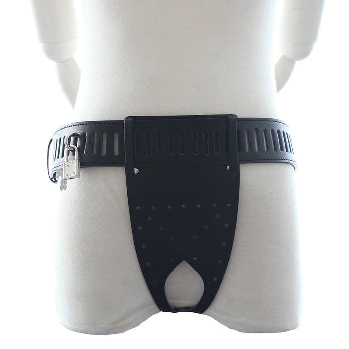 Fixxx - Kuisheidsgordel Heren - Opening Achterzijde - PU Leer - One Size - Zwart-Laced-up.nl