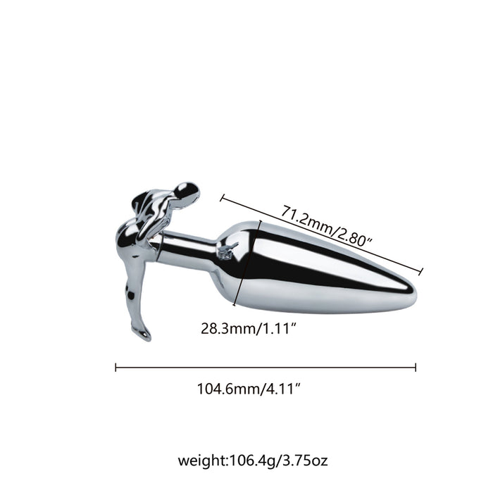 Fixxx - Lange RVS Buttplug met Handvat in de vorm van een mens-Laced-up.nl