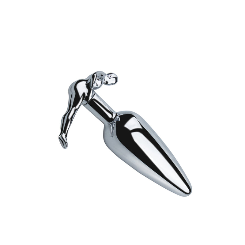 Fixxx - Lange RVS Buttplug met Handvat in de vorm van een mens-Laced-up.nl