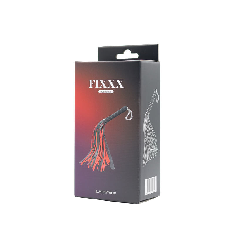 Fixxx - Luxury Flogger - Faux Leather - Black/Red-Laced-up.nl