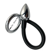 Fixxx - Metalen Cockring met Metalen Buttplug aan Siliconen Koord - 45 mm-Laced-up.nl