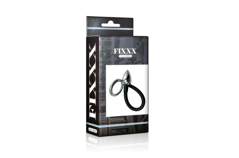 Fixxx - Metalen Cockring met Metalen Buttplug aan Siliconen Koord - 45 mm-Laced-up.nl