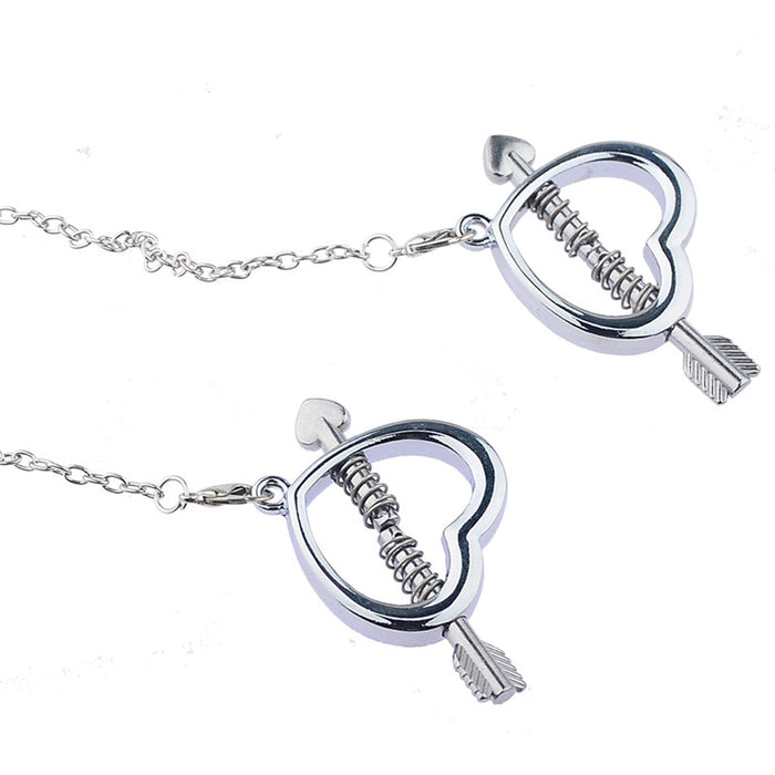 Fixxx - Metalen Hartvormige Tepelklemmen met Ketting - 2 stuks-Laced-up.nl