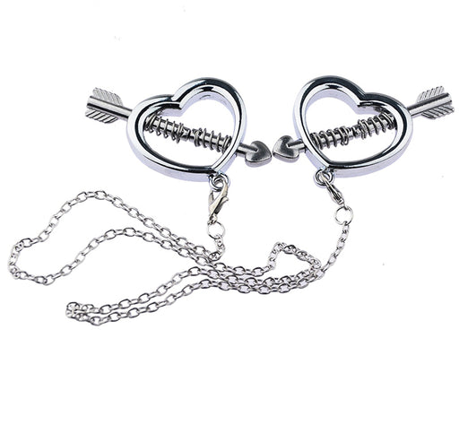 Fixxx - Metalen Hartvormige Tepelklemmen met Ketting - 2 stuks-Laced-up.nl