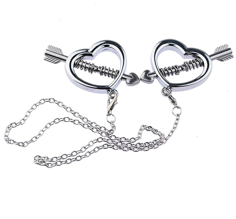 Fixxx - Metalen Hartvormige Tepelklemmen met Ketting - 2 stuks-Laced-up.nl