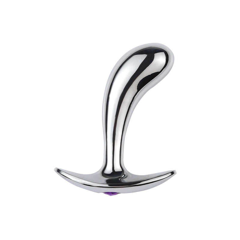 Fixxx - Prostaat Buttplug met Paars Strass Steentje - Aluminium - Zilver - Diameter 26 mm-Laced-up.nl
